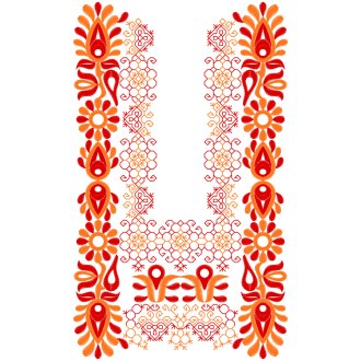 Krojová vyšívaná košeľa BOHUMIL - výšivka z Cífera - farebná varianta: červená svetlá - oranžová