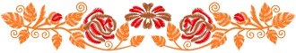 Vyšívaný opasok ku ženskému kroju EMÍLIA - farebná varianta: červená svetlá - hnedá tmavá - oranžová