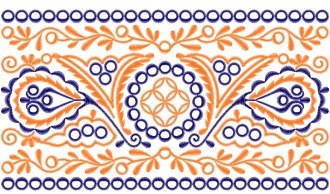 Piešťanské krojové vyšívané rukávce ĽUBICA - farebná varianta: modrá tmavá - oranžová